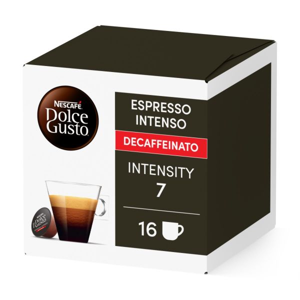 Front view of Espresso Decaffeinato Red (16 pods) box